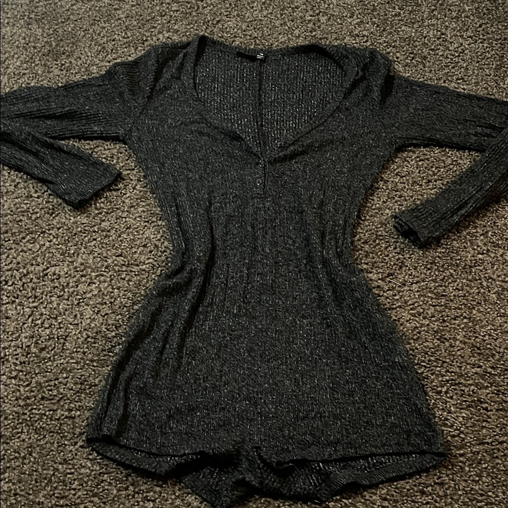 Fashion Nova Charcoal Knit romper